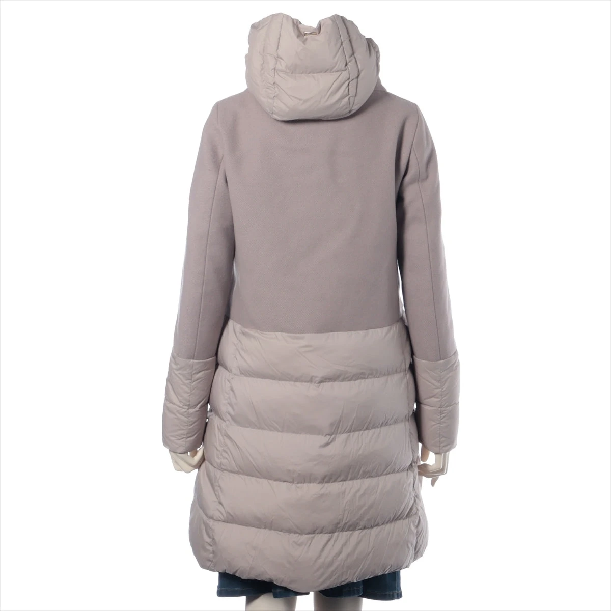 ヘルノ ウール×ナイロン ダウンコート 40 レディース ピンク×ベージュ