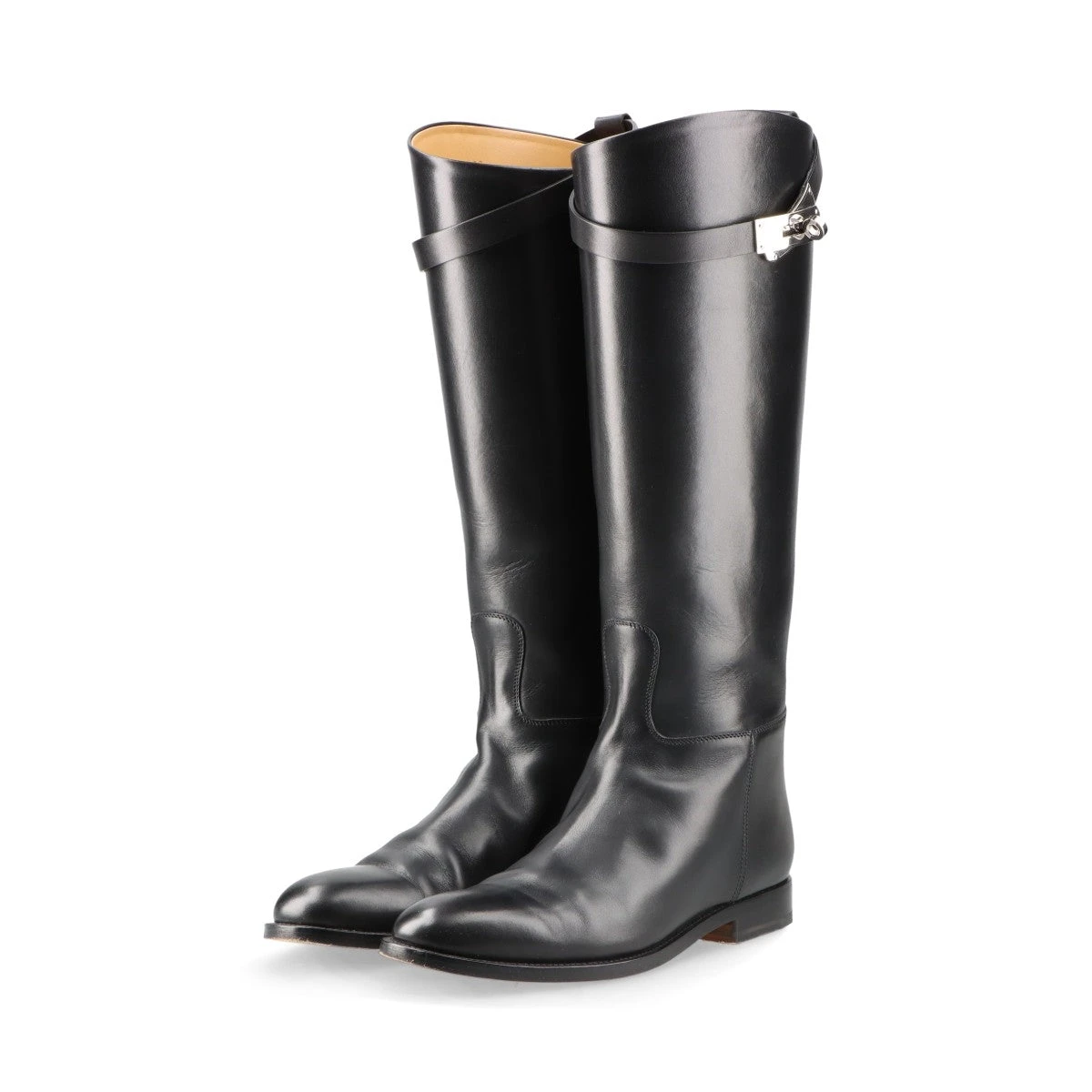 エルメス HERMES ロングブーツ 37 黒 スエード スウェード