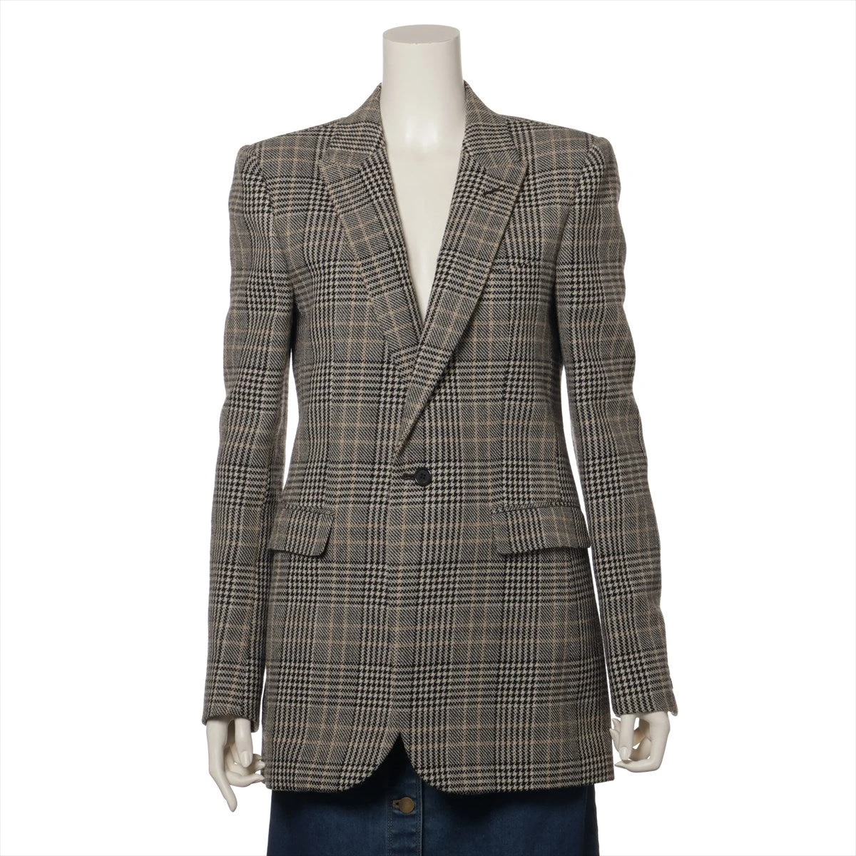 美品/国内正規/22年製 SAINT LAURENT PARIS サンローランパリ 736667 ウール/シルク切替 ジレ F36 ブラック レディース SAINT LAURENT - サンローランパリ 【美品/国内正規/22年製