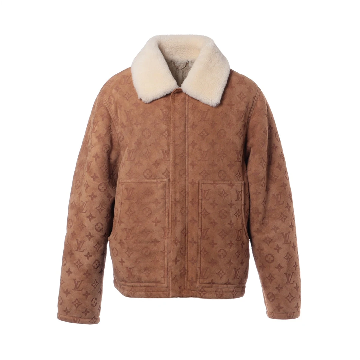 ヴィトン 20AW シアリング ムートンジャケット 48 メンズ ブラウン 