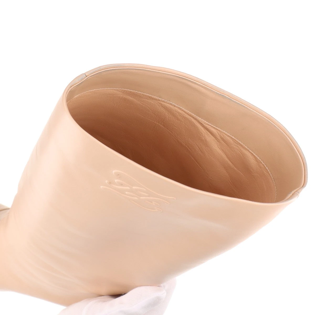 フェンディ カリグラフィ レザー ロングブーツ 38D レディース ピンク