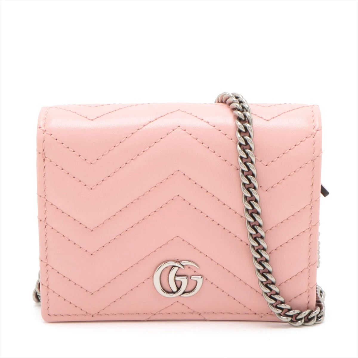 グッチ GGマーモント レザー チェーンウォレット ピンク 625693 