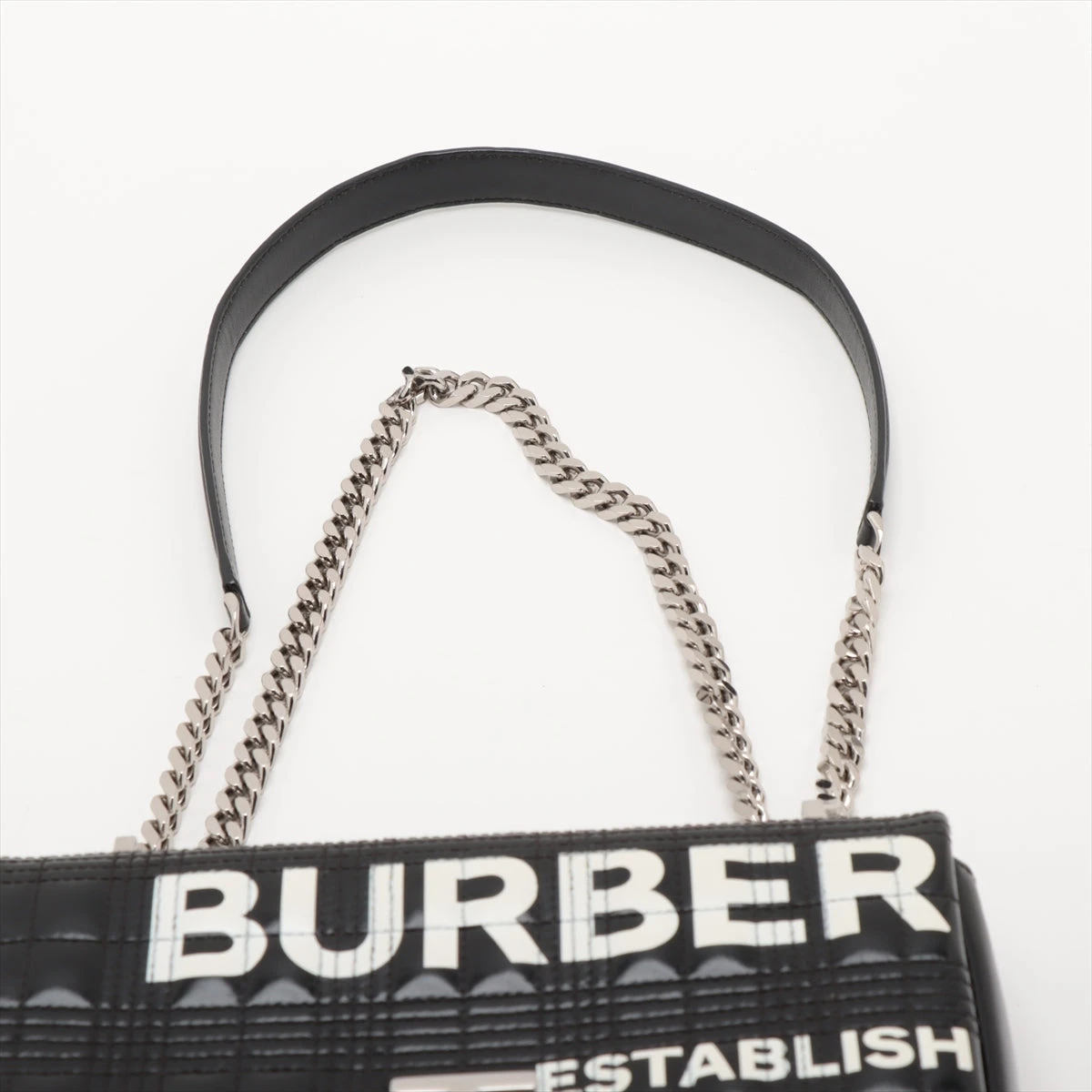 美品●バーバリー　ローラ　ショルダーバッグ　TB　チェーン　レザー　ブラック バーバリー TB ローラ レザー チェーンショルダーバッグ