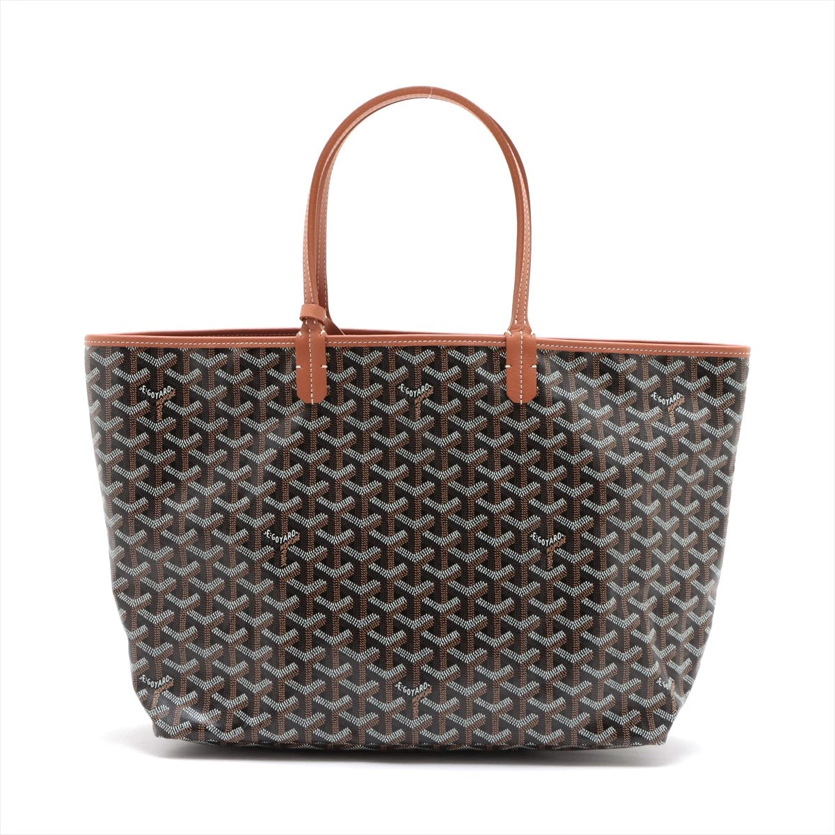 ゴヤール サンルイPM PVC×レザー トートバッグ ブラック×ブラウン  