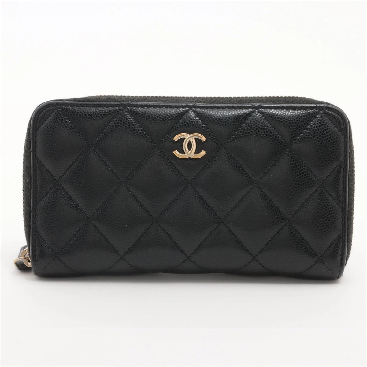 CHANEL マトラッセ キャビアスキン ラウンドジッパーウォレット