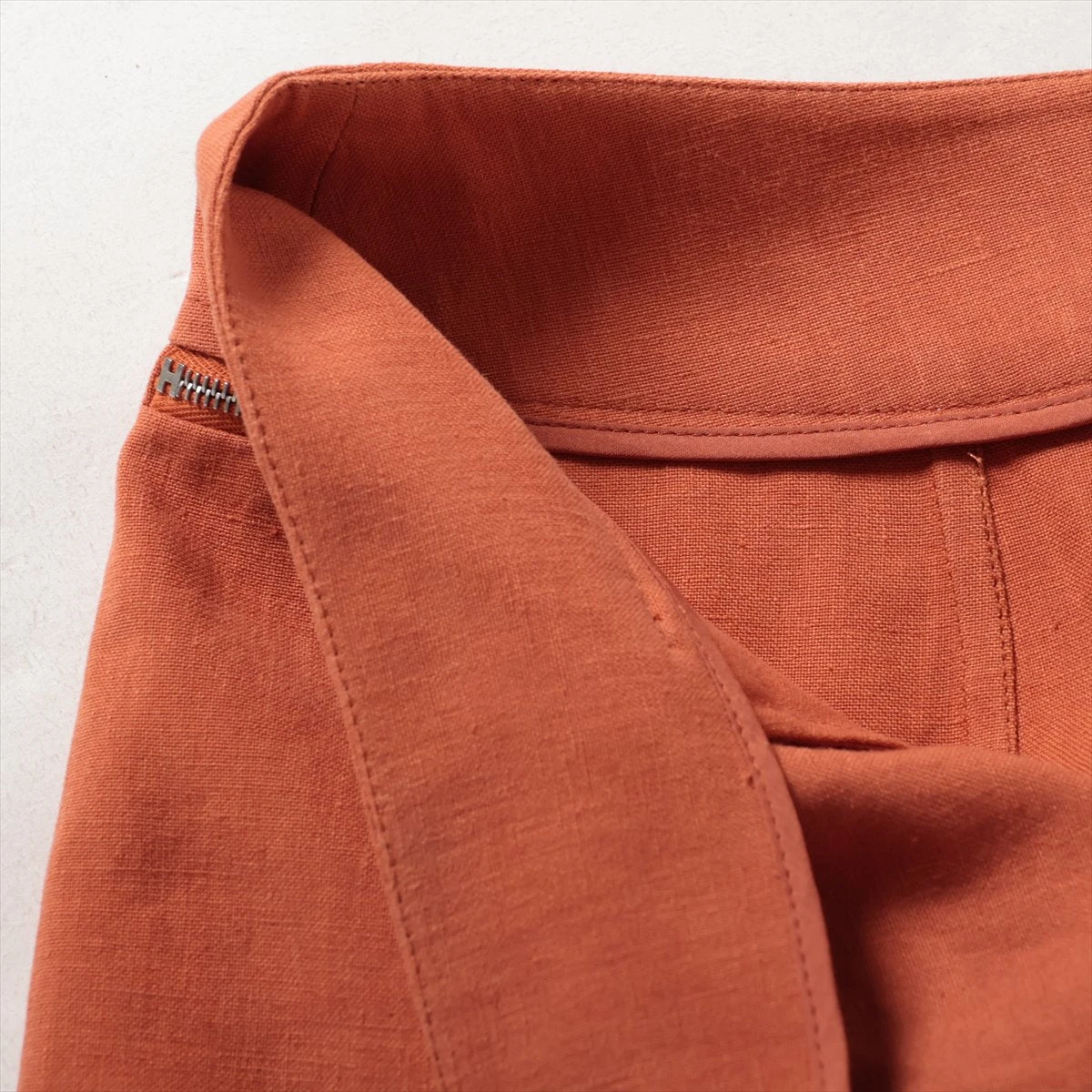 【美品】 HERMES リネン ひざ丈スカート オレンジ ナデージュ S エルメス 21SS リネン スカート 34 レディース オレンジ 16-7306