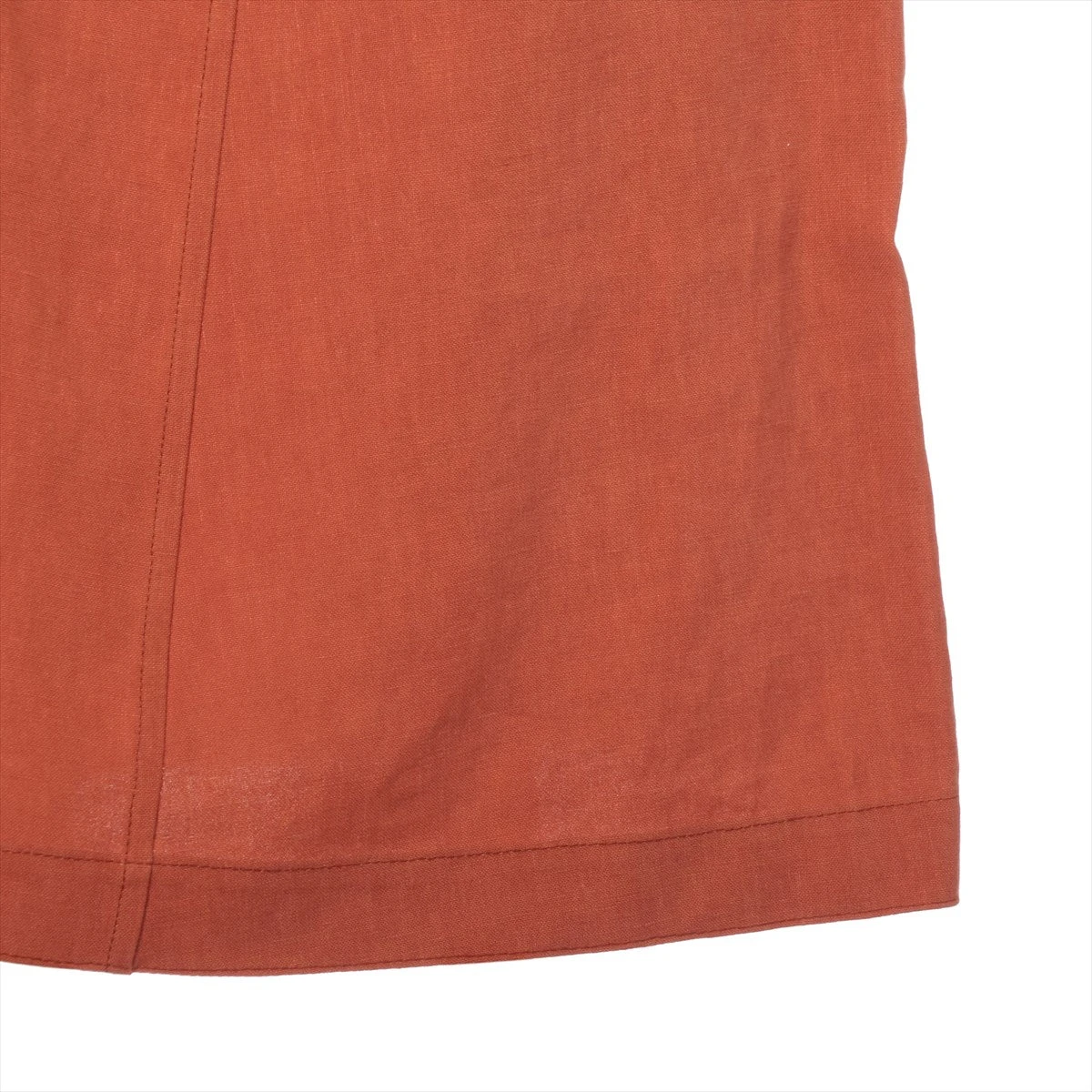【美品】 HERMES リネン ひざ丈スカート オレンジ ナデージュ S 美品】 HERMES リネン ひざ丈スカート オレンジ ナデージュ S