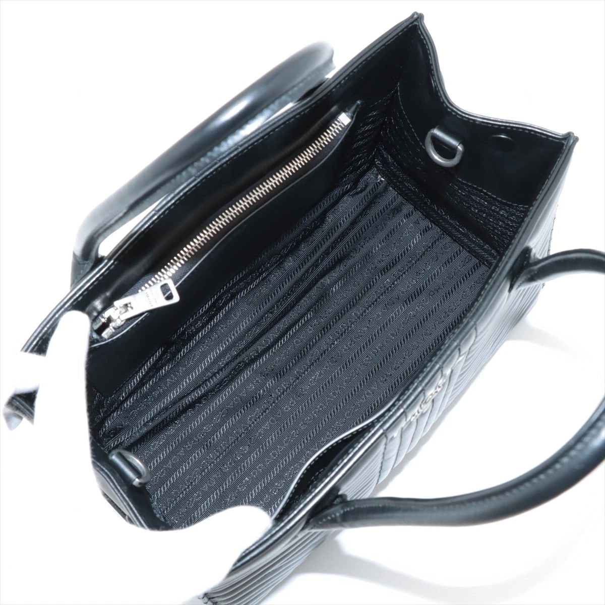 美品【プラダ】ダイアグラムレザーハンドバッグ 2wayバッグ ☆プラダ☆ レザー トップハンドルバッグ 1BB102 (PRADA