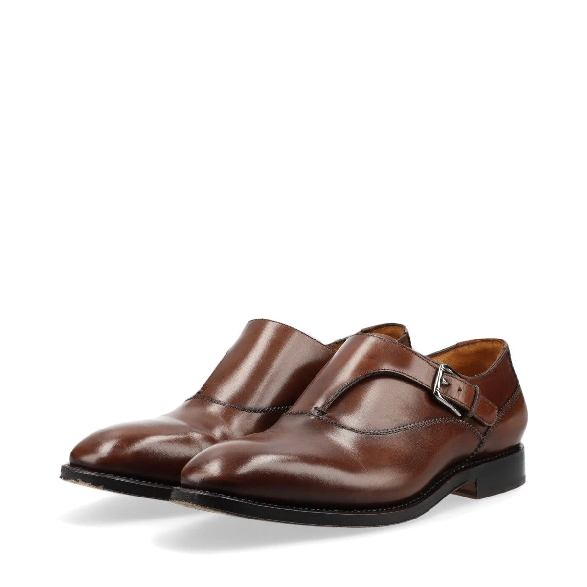 美品 サルバトーレフェラガモ シングルモンク グレインレザー 茶7EE 美品SALVATORE FERRAGAMO サルバトーレフェラガモ シングル