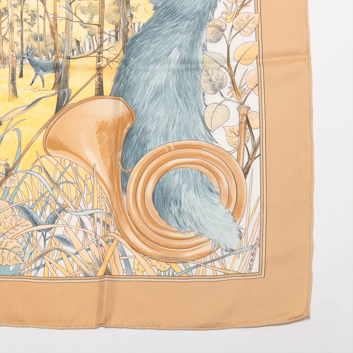 エルメス カレ90 CHASSE au BOIS 森の狩猟 ストール カシミヤ