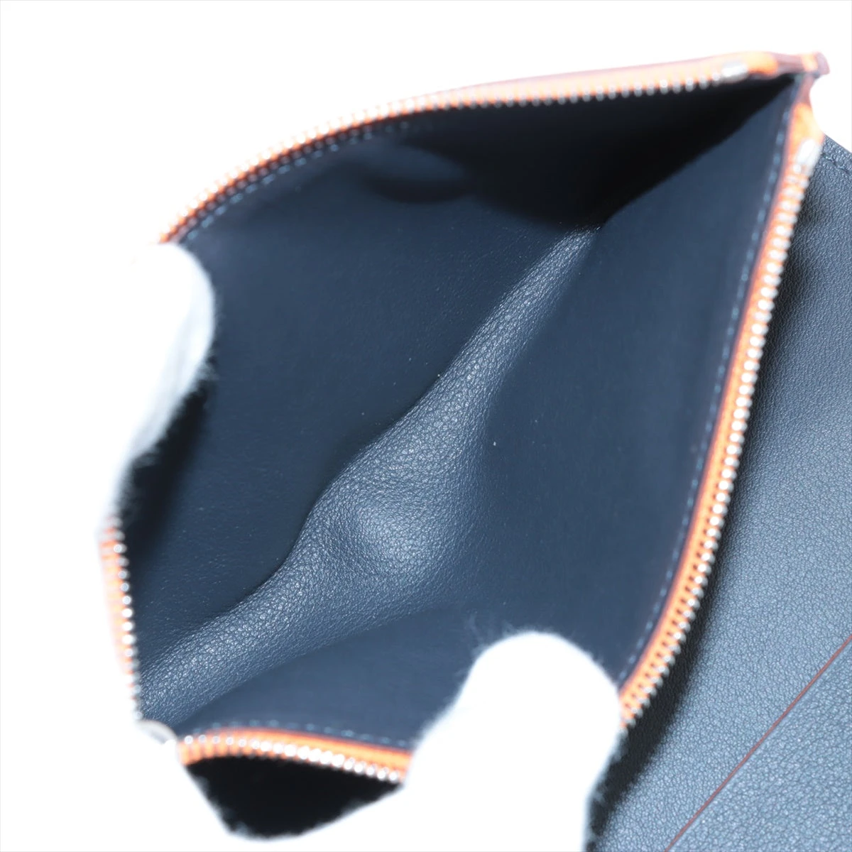 エルメス EAジップA5 ヴォースイフト 手帳カバー オレンジ シルバー 