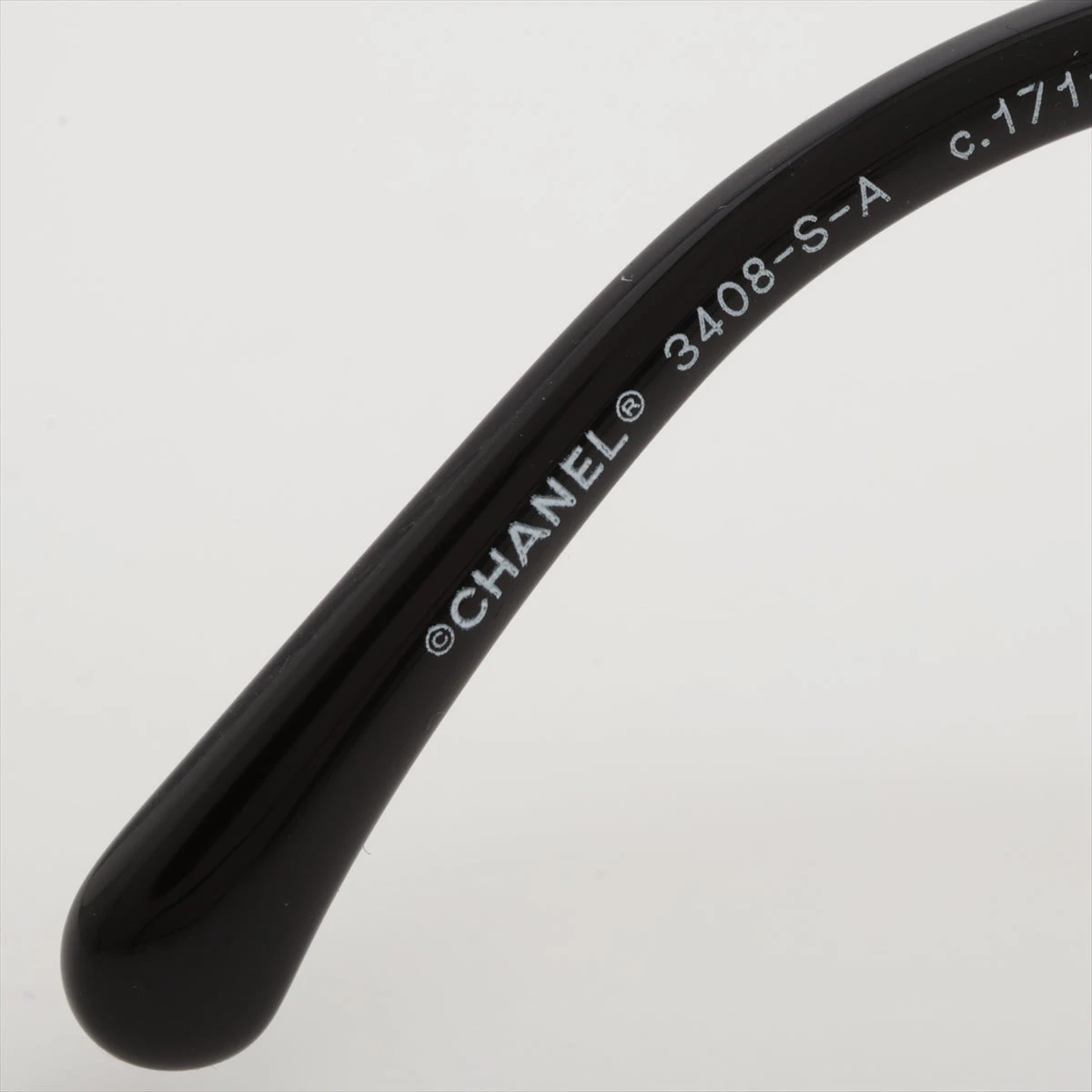 シャネル 3408-S-A ココマーク メガネ 54□16 レザー×メタル ブラック