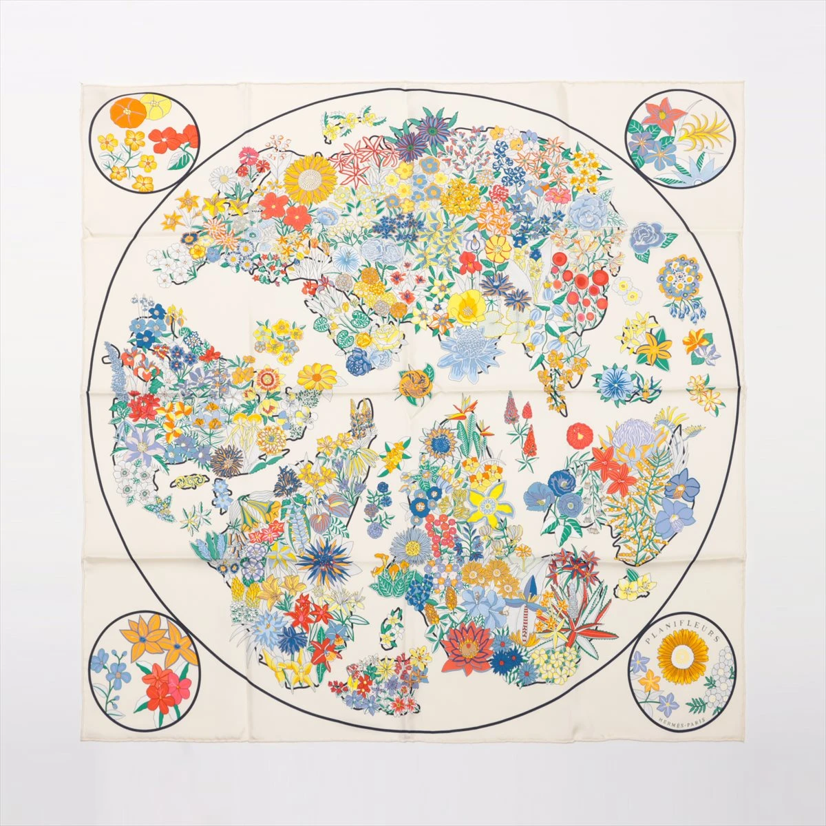 エルメス カレ90 PLANIFLEURS プラニフルール スカーフ シルク