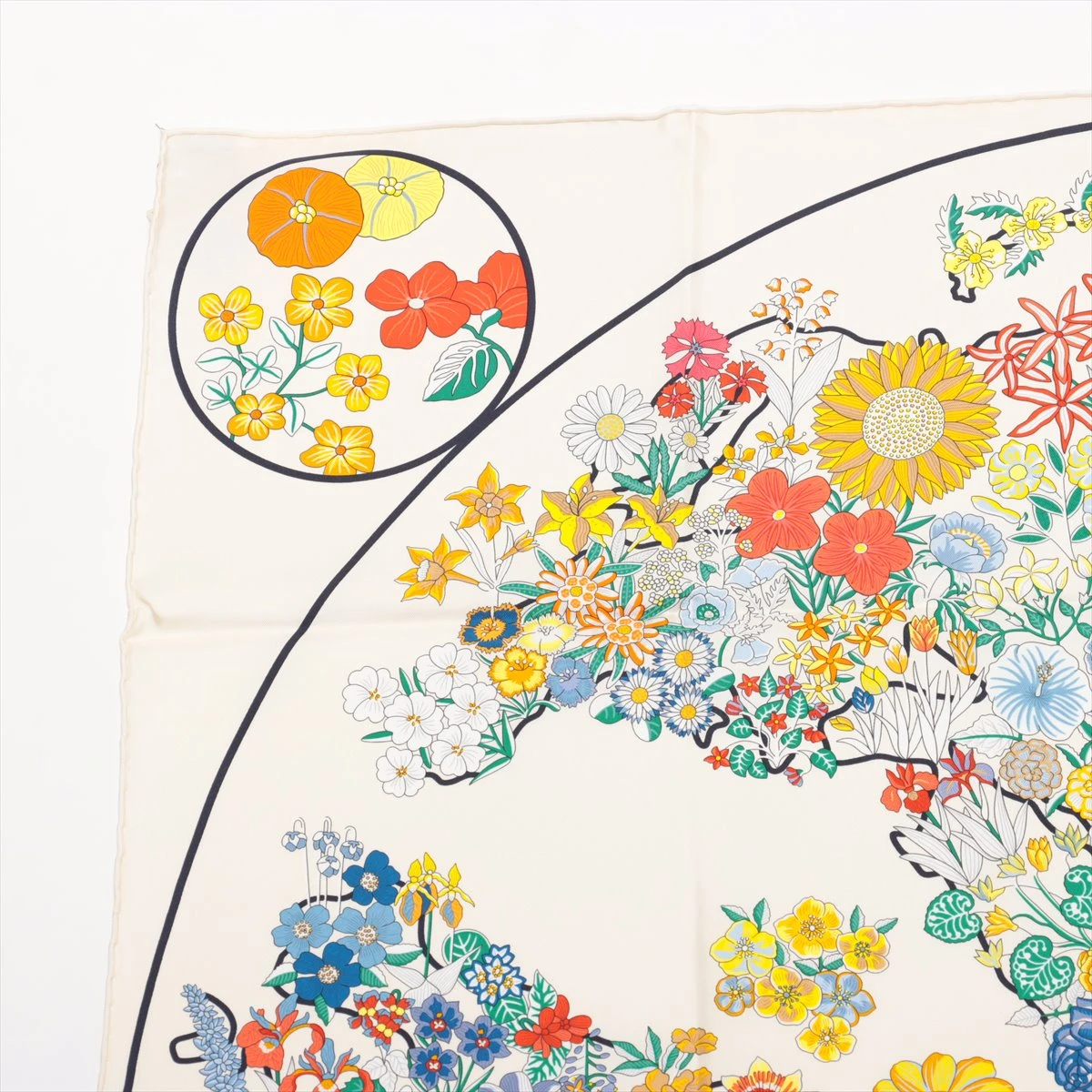 国内正規エルメスHermes Planifleursカレ90極美品プラニフルール エルメス カレ90 PLANIFLEURS プラニフルール スカーフ シルク