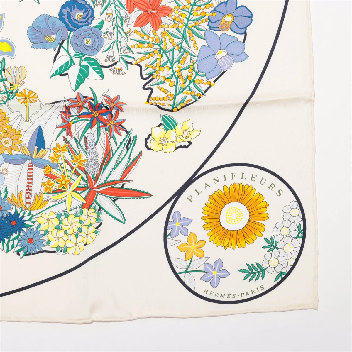 エルメス カレ90 PLANIFLEURS プラニフルール スカーフ シルク