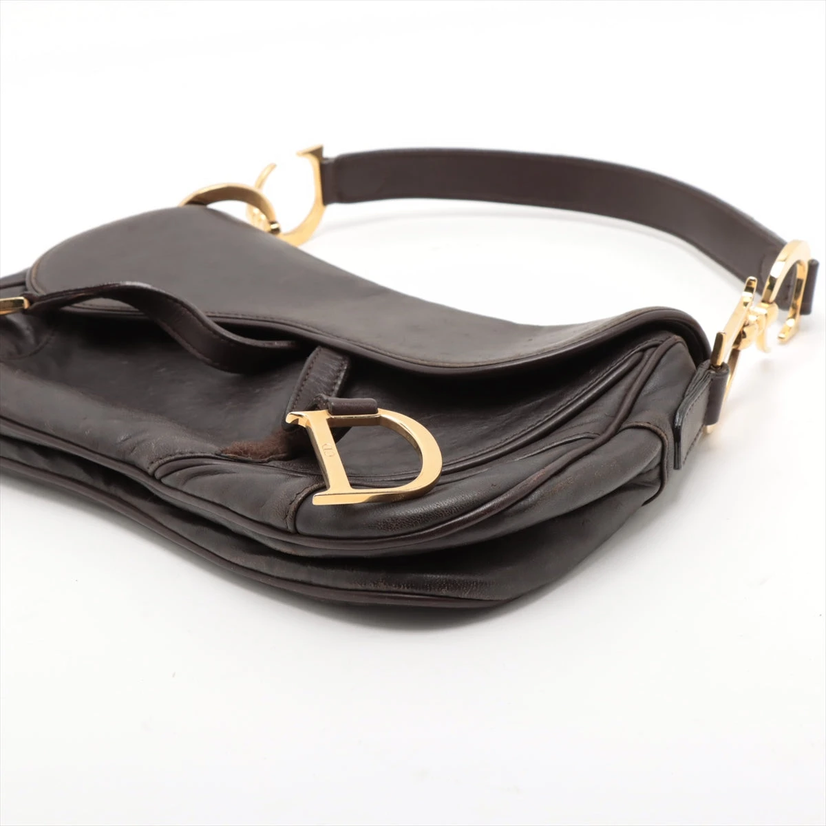 Dior オーストリッチレザー ショルダーバッグ クリスチャンディオール サドル オーストリッチ型押し ワン