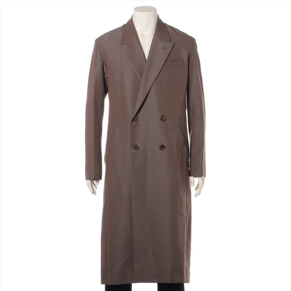 ディオール 19年 ウール×モヘヤ コート 44 メンズ ブラウン