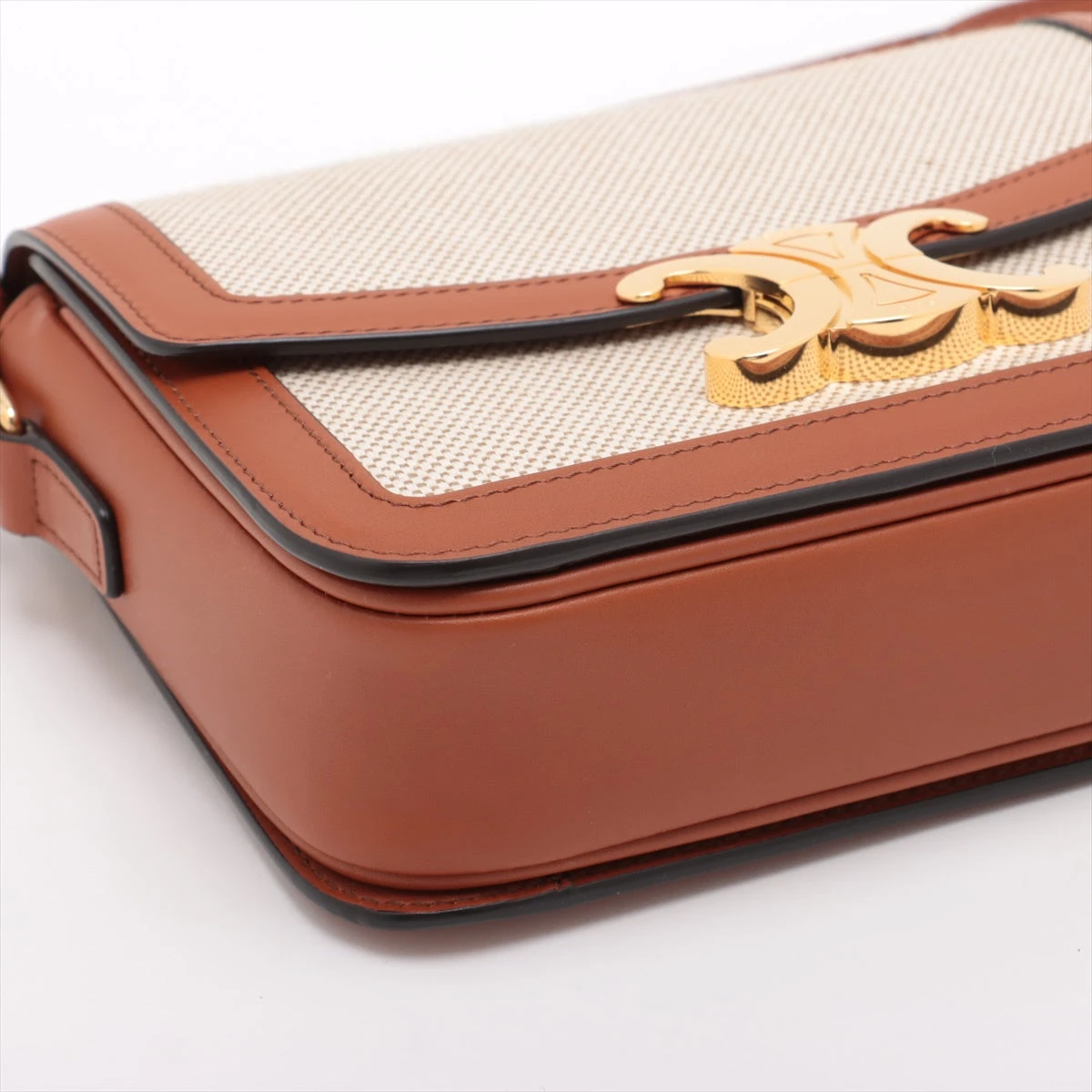 セリーヌ トリオンフ キャンバス×レザー ショルダーバッグ ベージュ