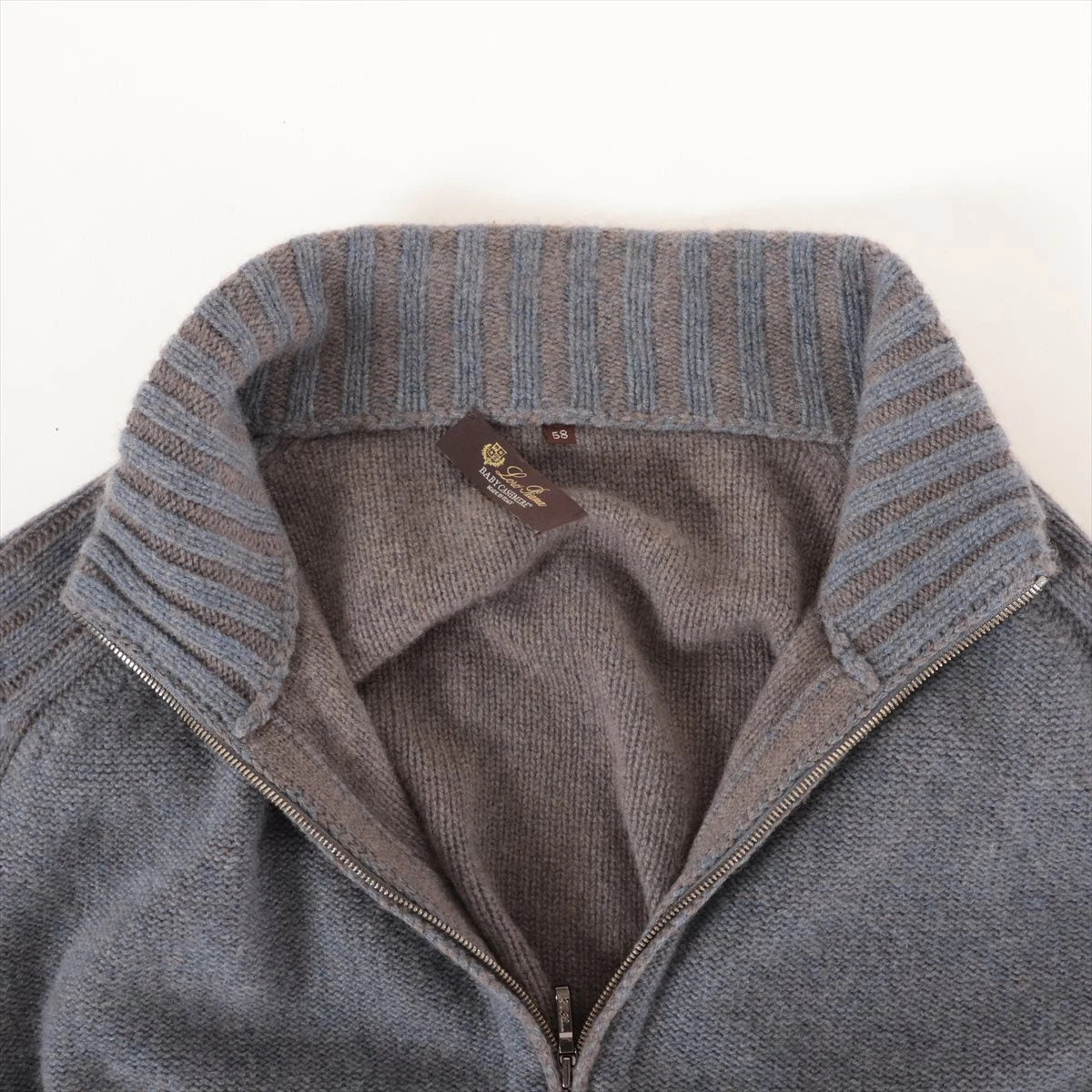 ロロピアーナ カシミヤ ニット 58 メンズ グレー MAC3540 ジップアップ