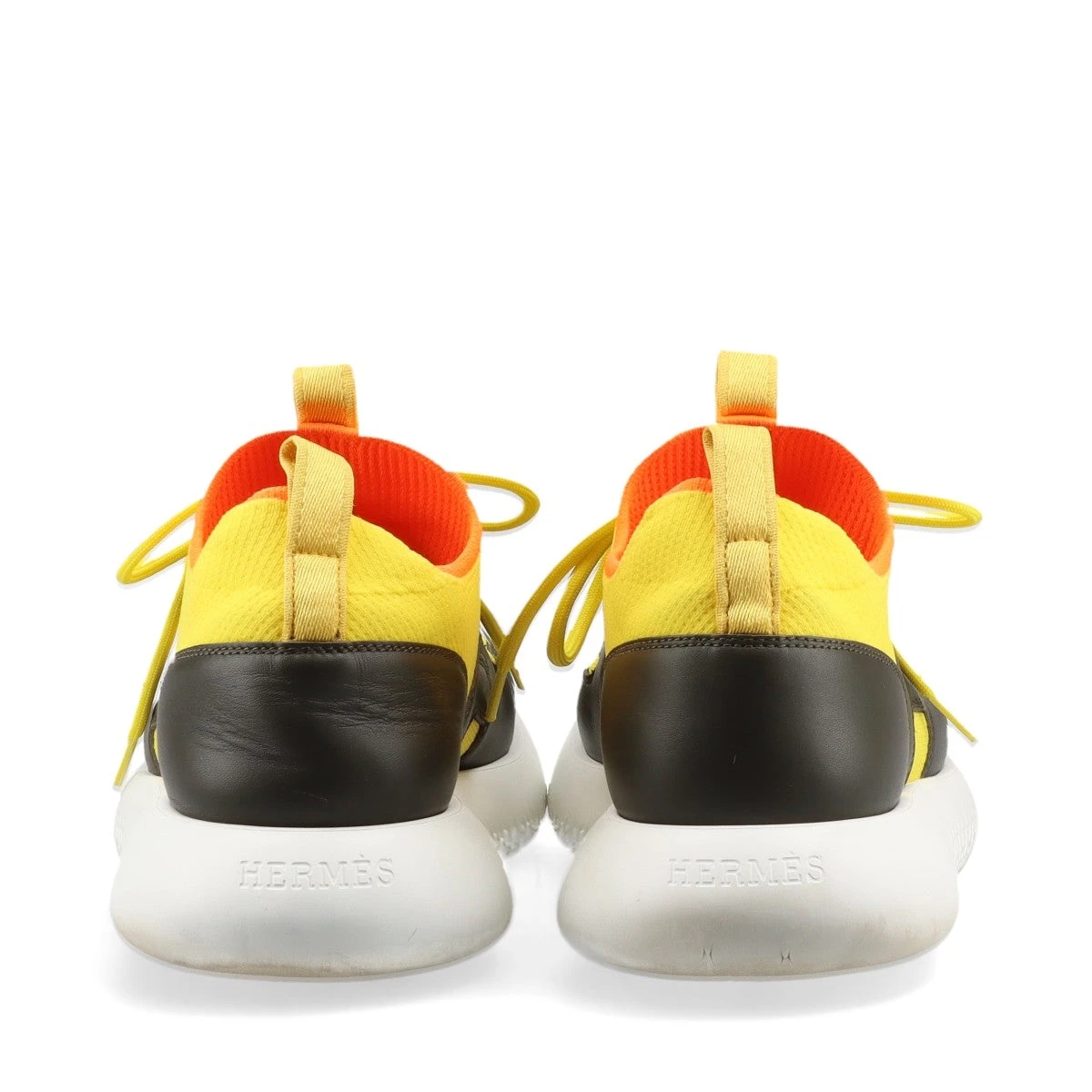 エルメス デュエル ニット×レザー スニーカー 40.5 メンズ ブラック 