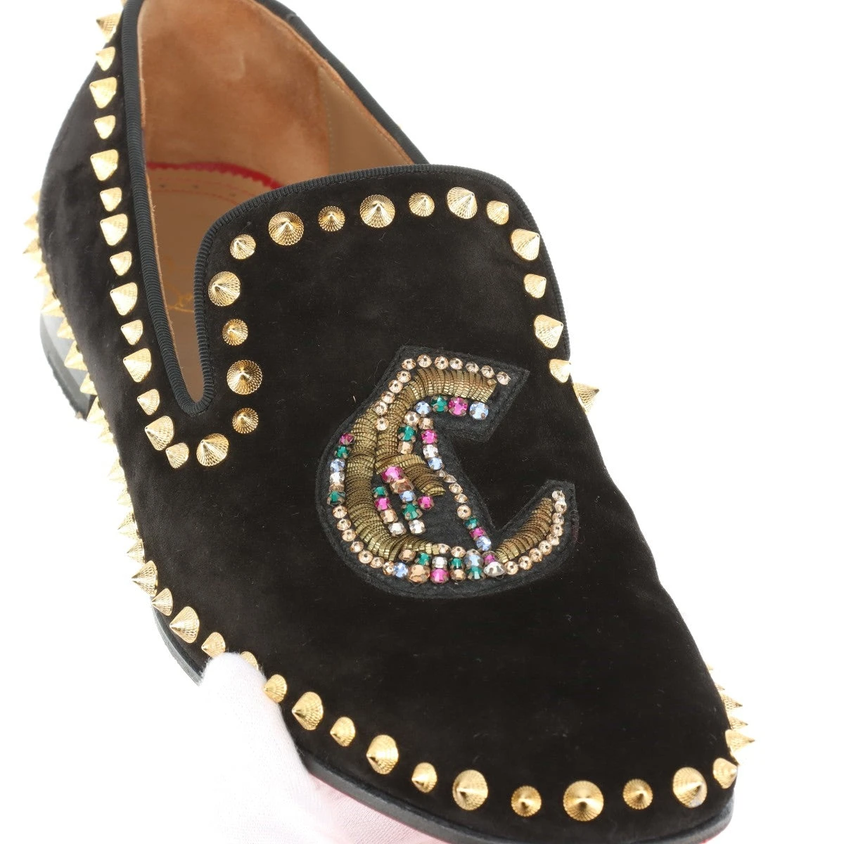 クリスチャンルブタン スパイクスタッズ スエード ローファー 42