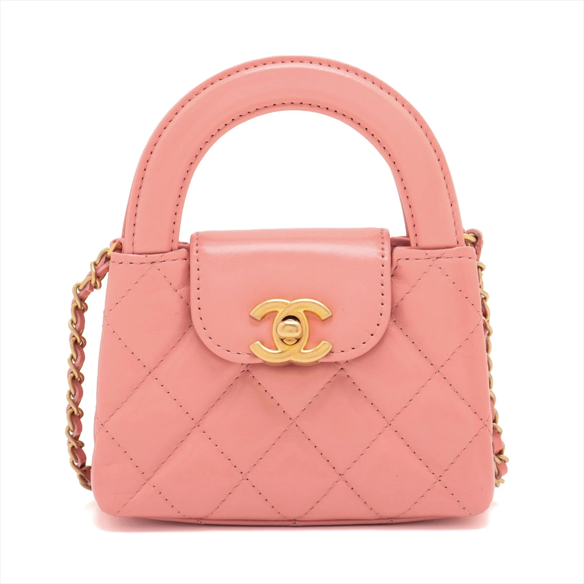 シャネル マトラッセ レザー チェーンショルダーバッグ ピンク  