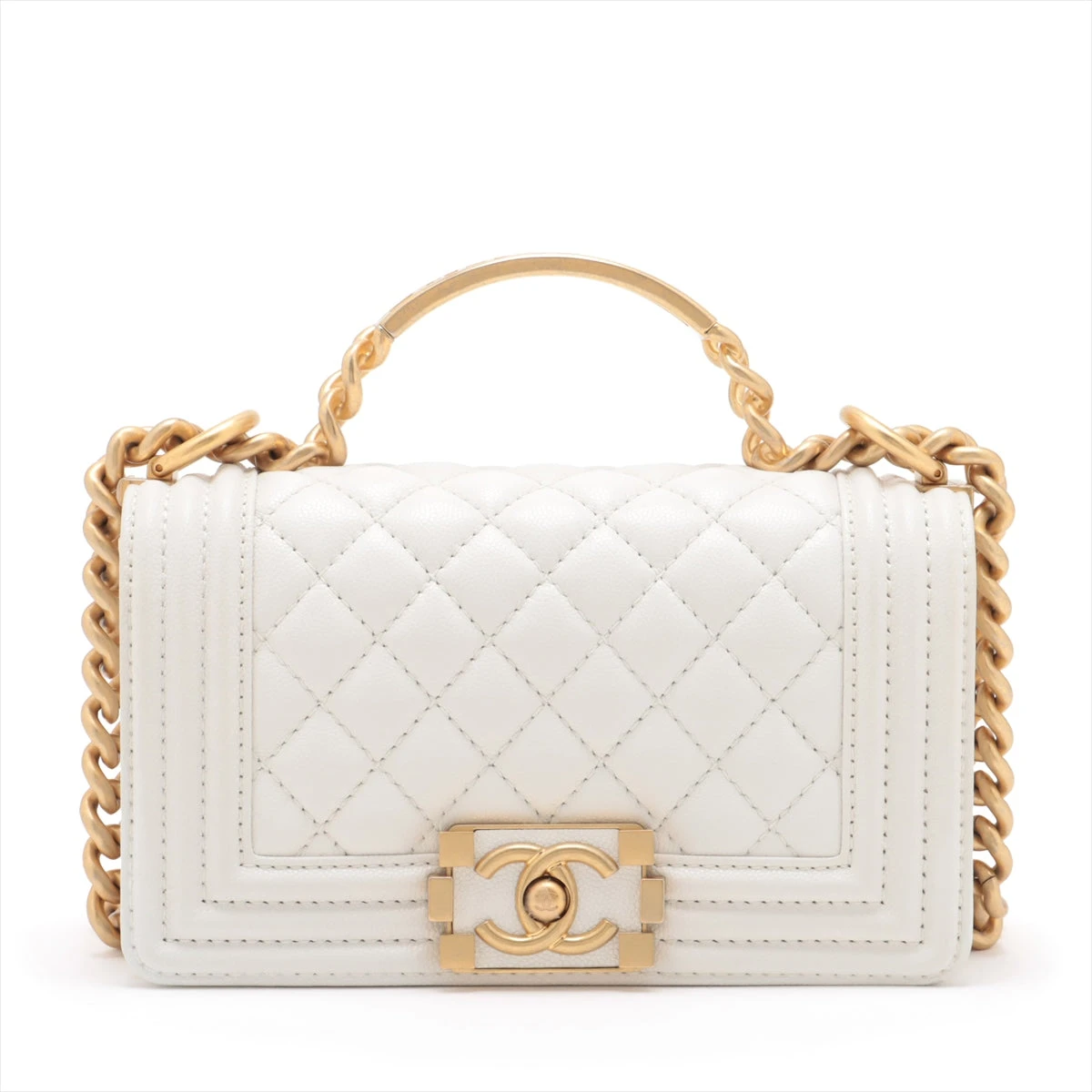 VINTAGE シャネル BOY CHANEL 20cm ラフィア Boy chanel スモール ハンドバッグ、カーフスキン、ブラック