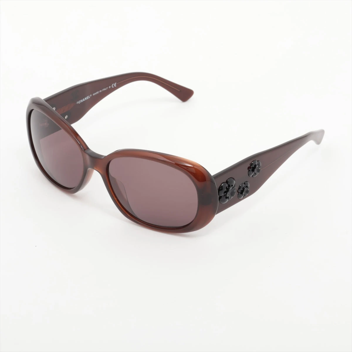 CHANEL CH 5113-A 538/73 56mm Brown Camellia Sunglasses Italy