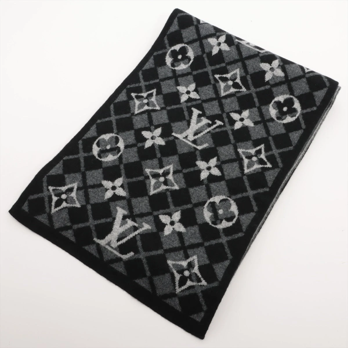 LOUIS VUITTON モノグラムストール ブラック・グレー Louis Vuitton モノグラムマフラー ブラック/グレー 小物
