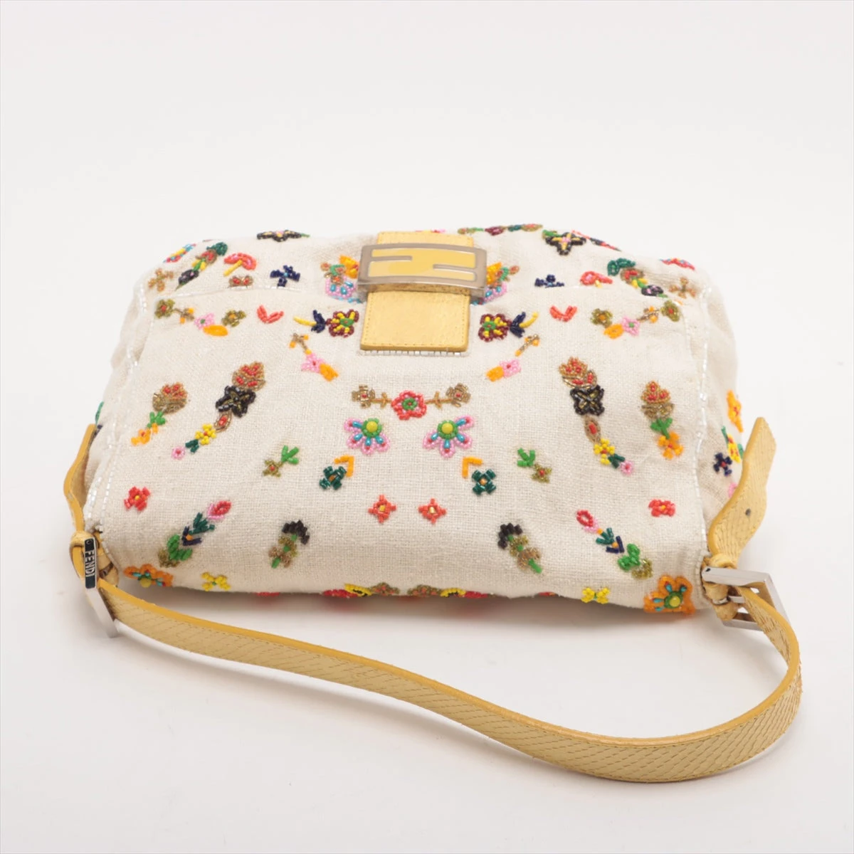 【良品】フェンディ マンマバケット ショルダーバッグ コットン アイボリー系 FENDI - 【良品】フェンディ マンマバケット ショルダーバッグ