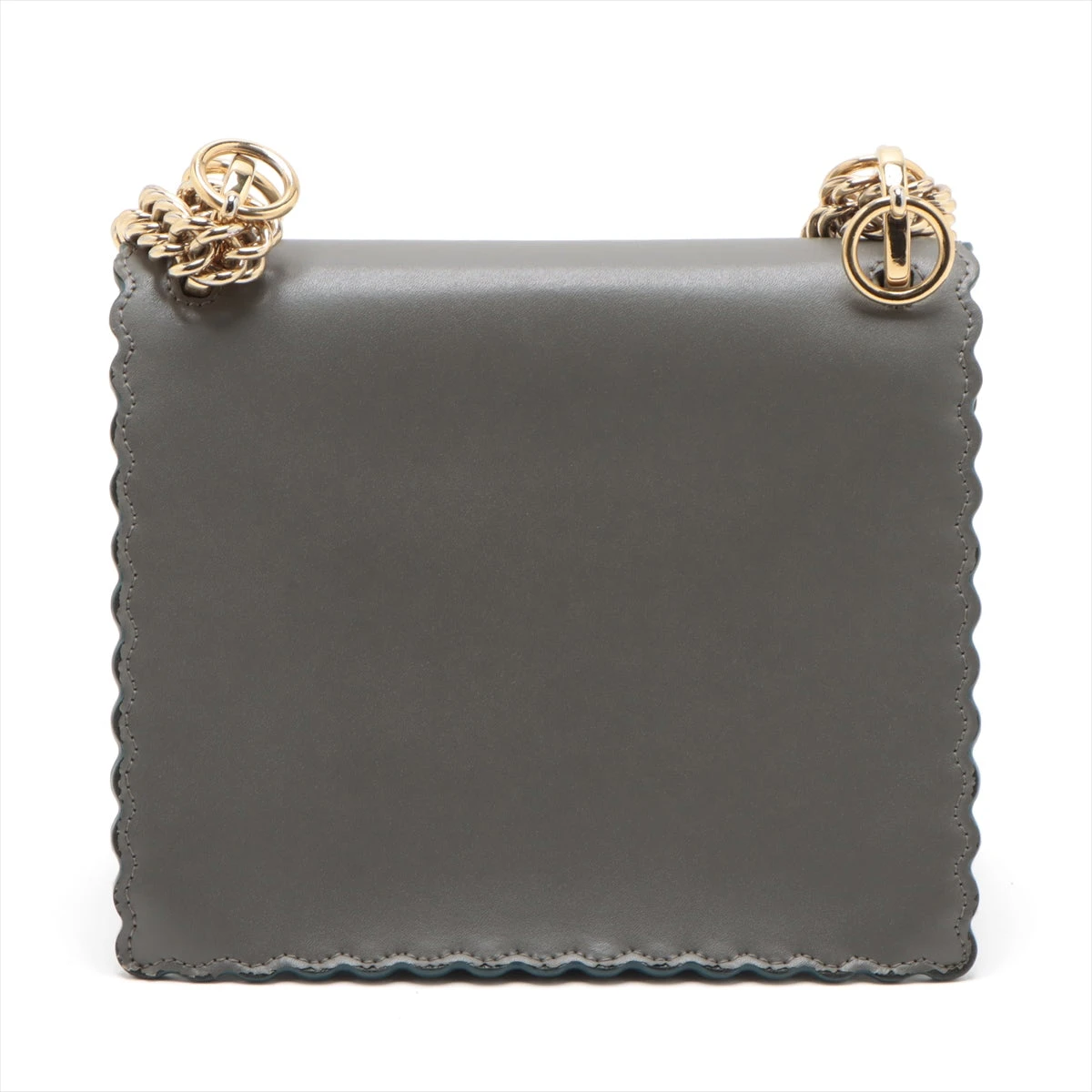 フェンディ ミニキャナイ レザー チェーンショルダーバッグ グレー  