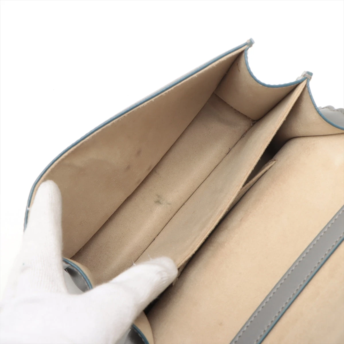 フェンディ ミニキャナイ レザー チェーンショルダーバッグ グレー  