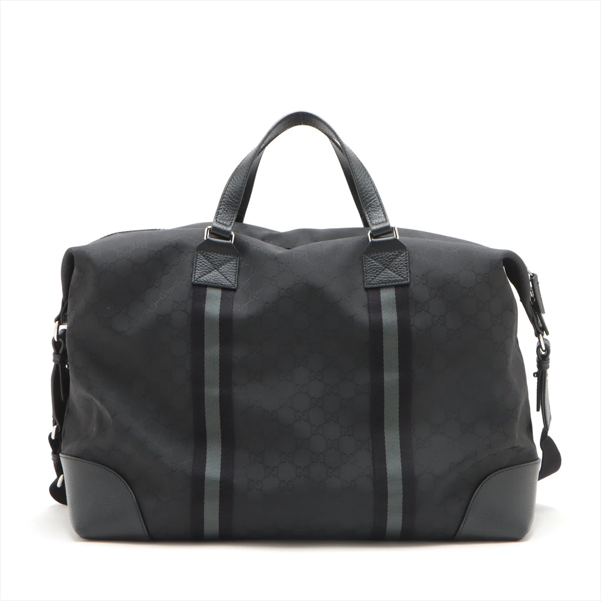 希少 美品✨GUCCI 2way ボストンバッグ オールレザー ロゴ ブラック グッチ GGナイロン 2WAYボストンバッグ ブラック 449180