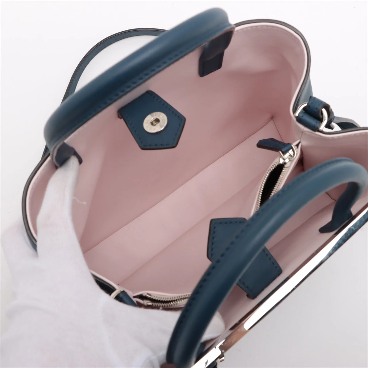 フェンディ プチトゥージュール レザー 2WAYハンドバッグ ブルー