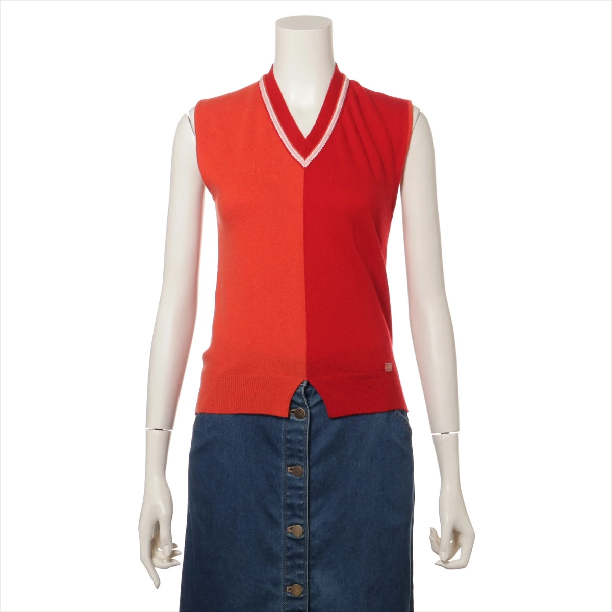 CHANEL カシミヤ100% バイカラー ココマークボタン アンサンブル