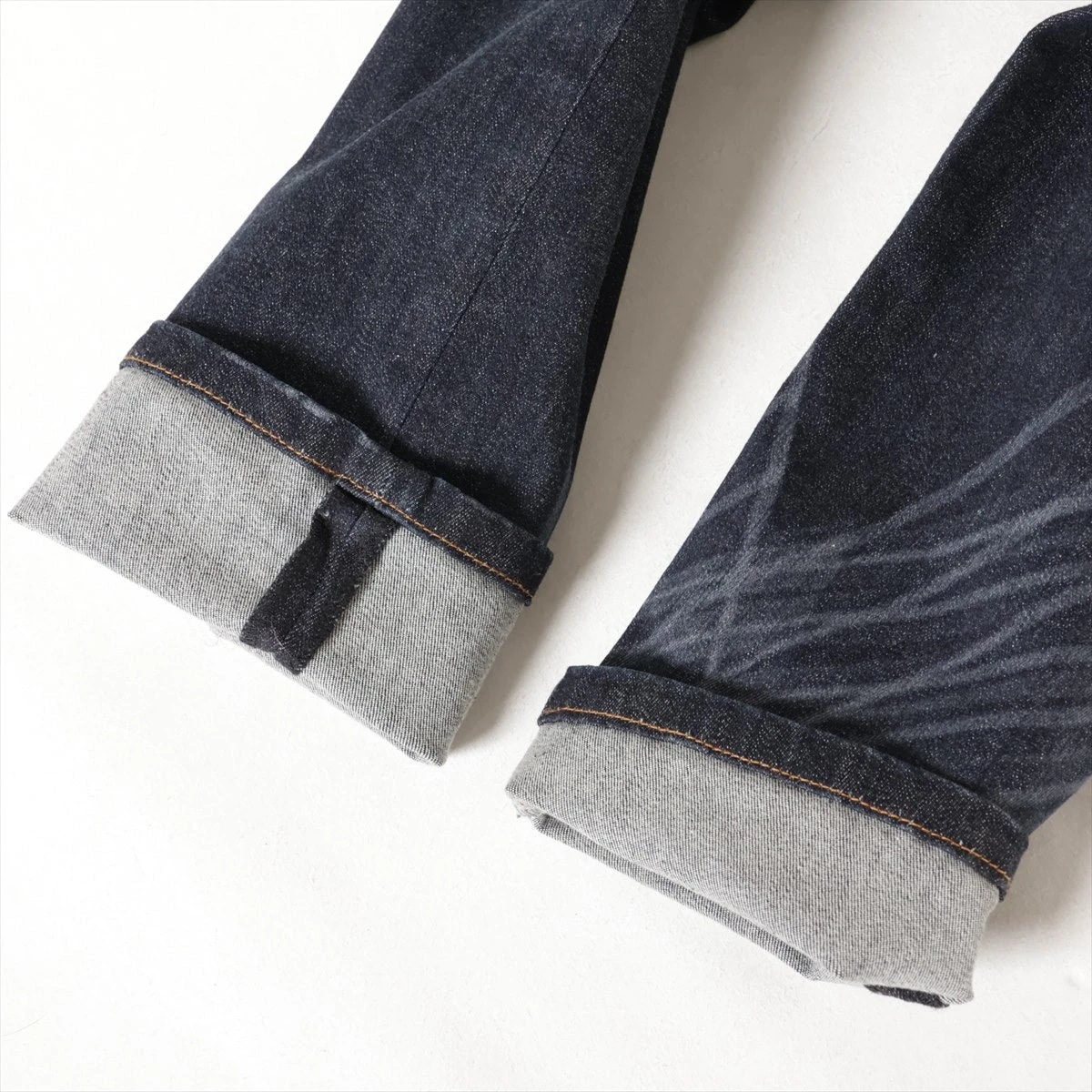 本物 シャネル COCOボタン ウエストツイード ストレッチ デニムパンツ 38 シャネル ココボタン コットン×ポリウレタン デニムパンツ 38