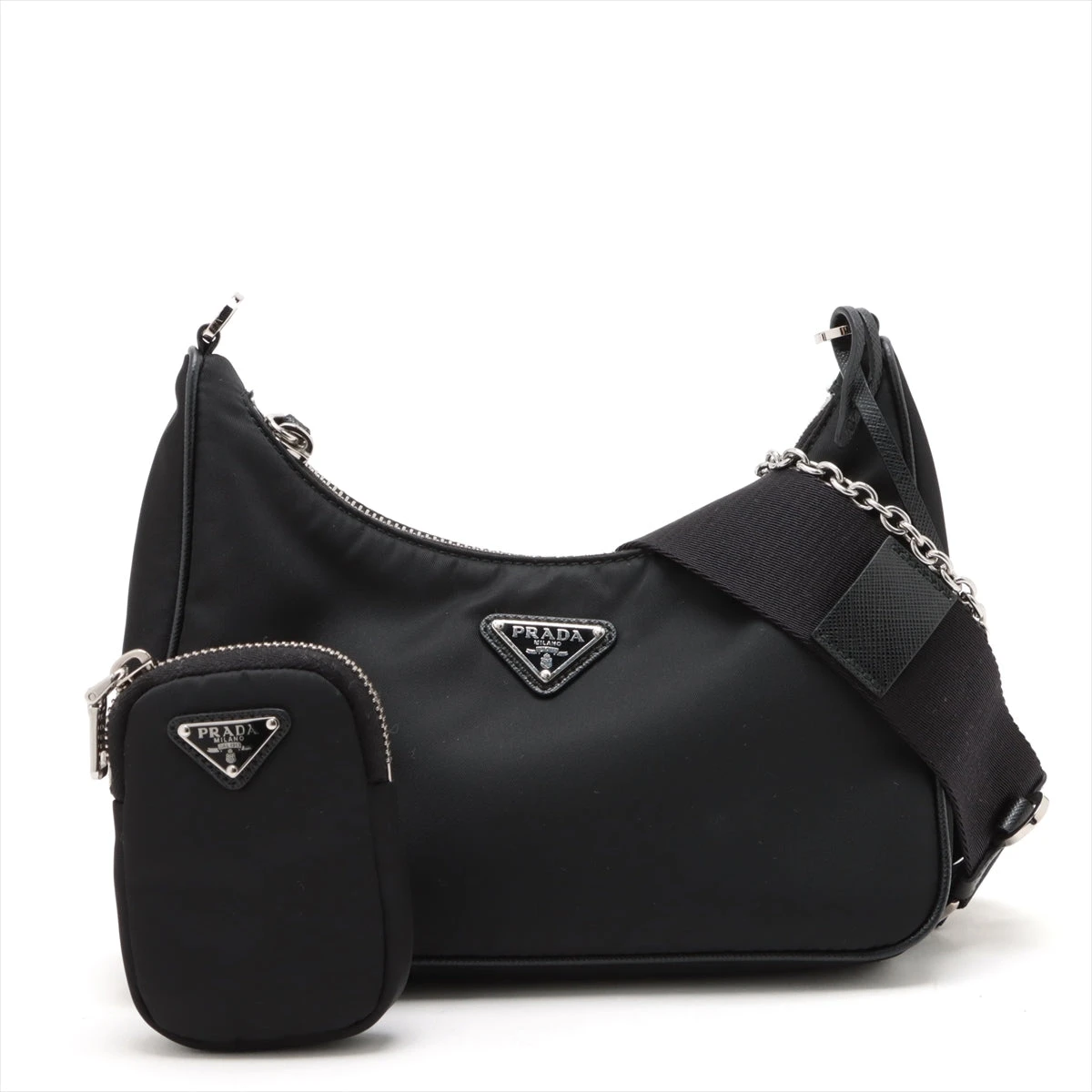プラダ サフィアーノ×テスート 2WAYショルダーバッグ ブラック 1BH204  