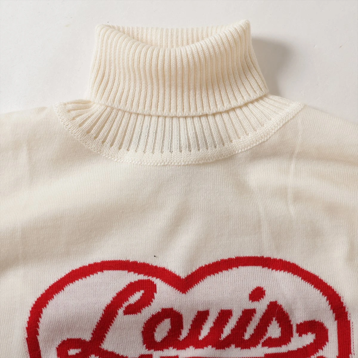 ヴィトン×NIGO 22SS ウール ニット L メンズ アイボリー×レッド RM221M