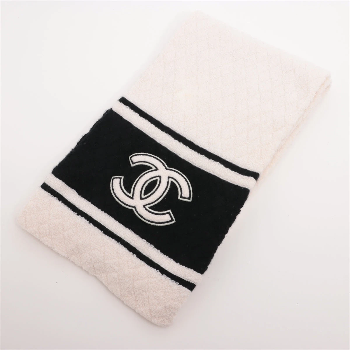 シャネル ココマーク ロゴ カシミヤ マフラー ホワイト ブラック