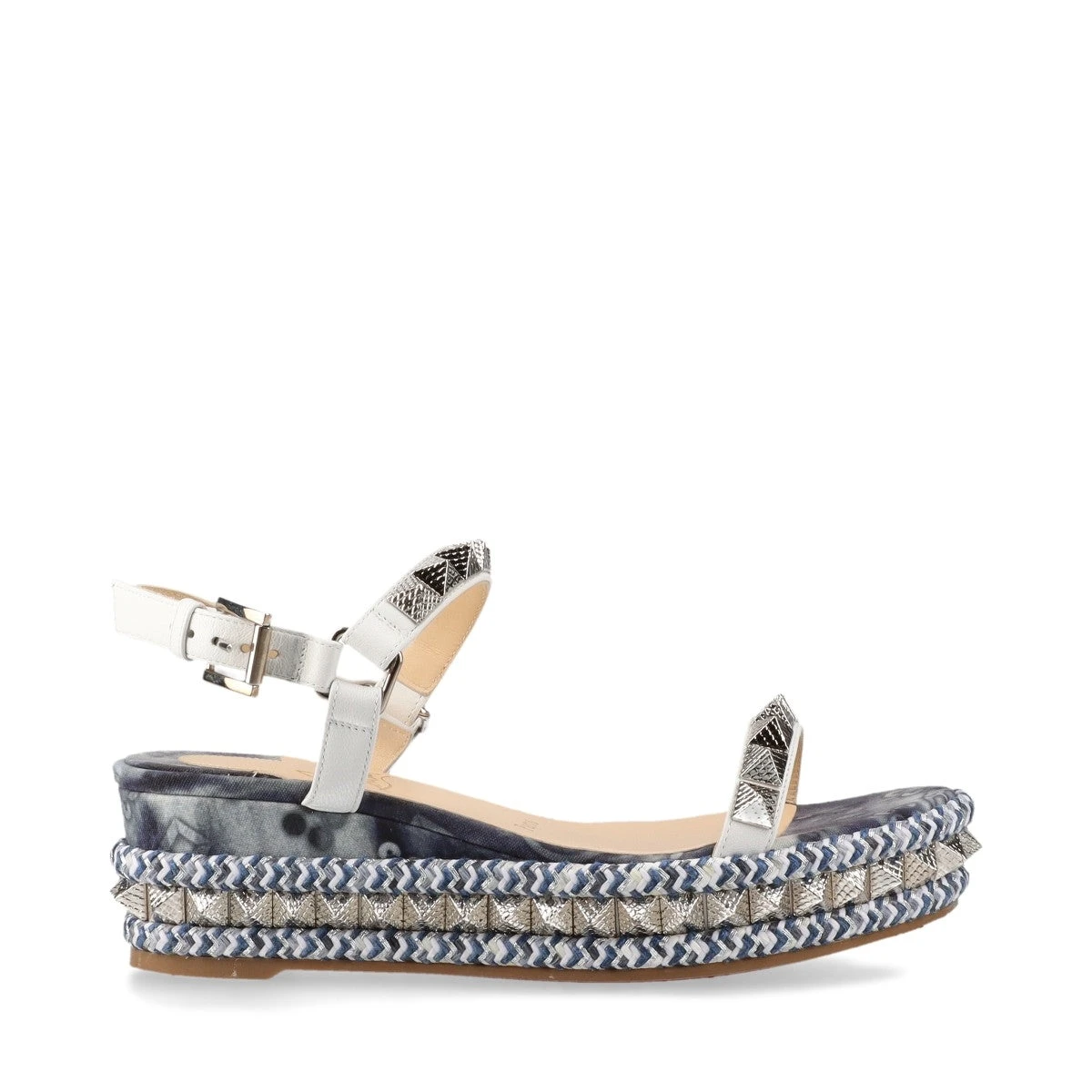 クリスチャンルブタン ピラクロウ レザー×ファブリック ウェッジソール