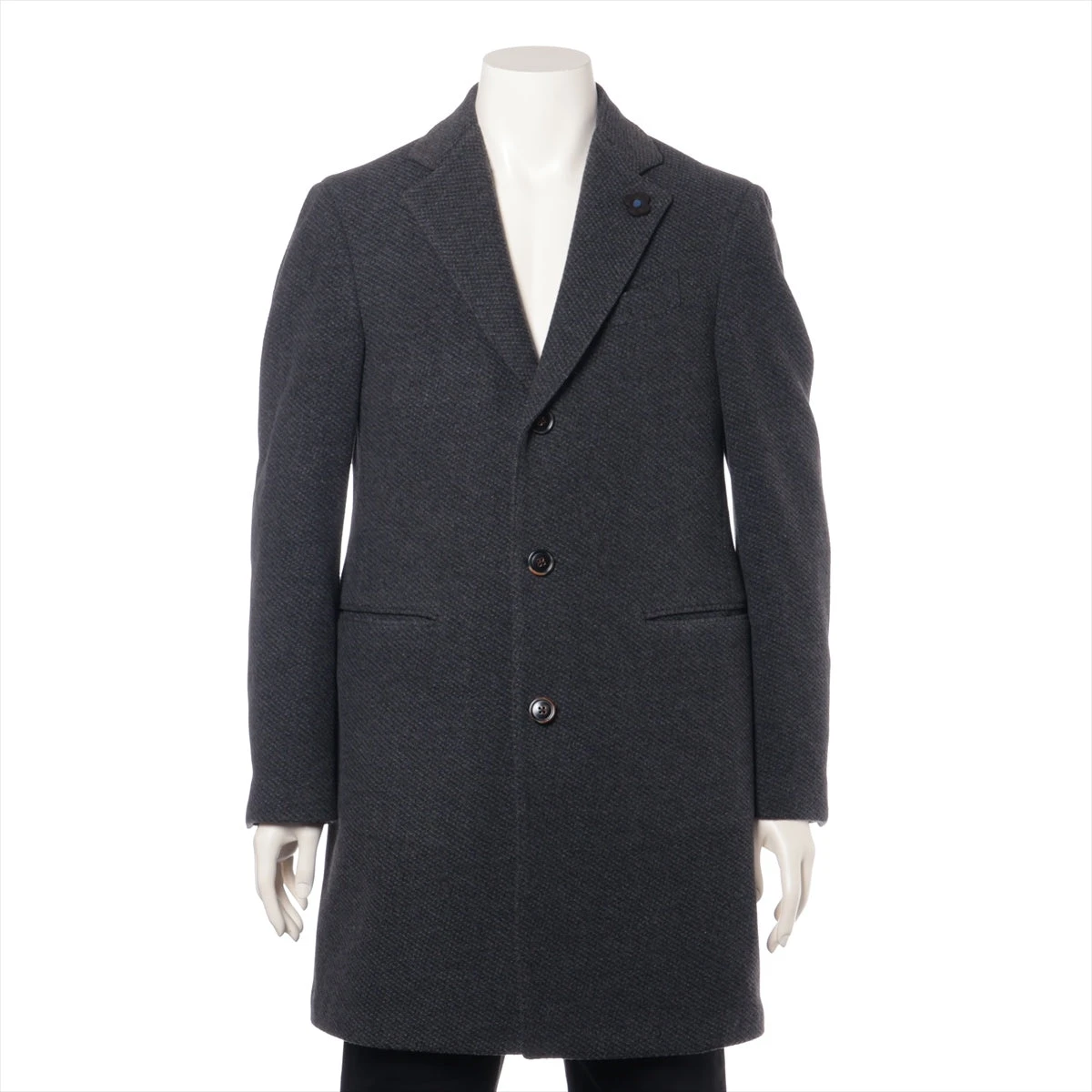 LARDINI ショールカラー ダブルチェスターコート アルパカ混 48