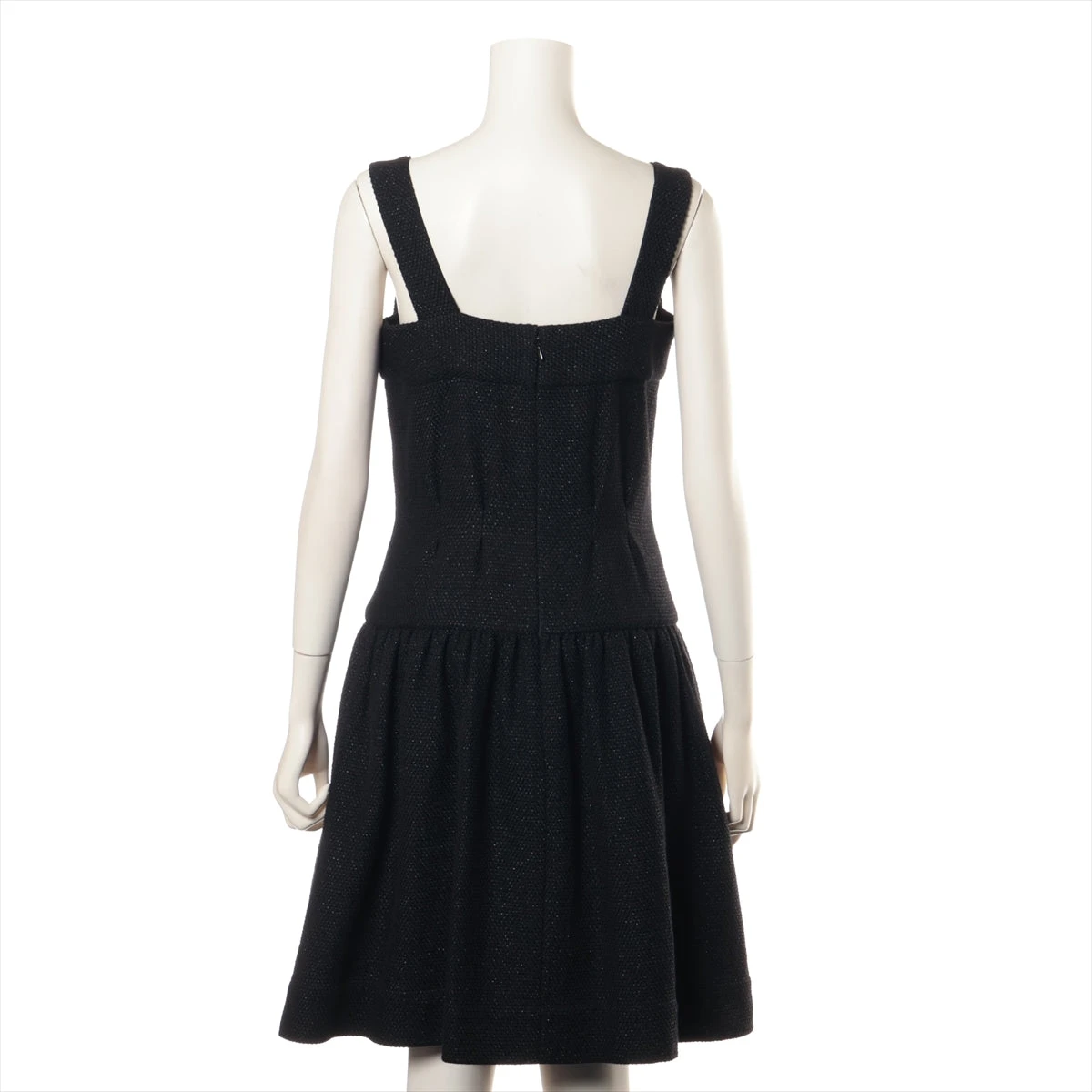 シャネル ココボタン コットン×ウール ノースリーブワンピース 36