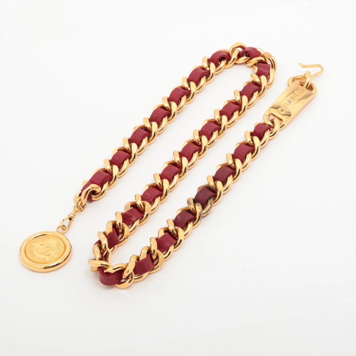 シャネル　ベルト　タグ付き　ココマーク　レザー　ボルドー　ゴールド金具　ベルト 良品】シャネル CHANEL ココマーク ロゴバックル レザーベルト