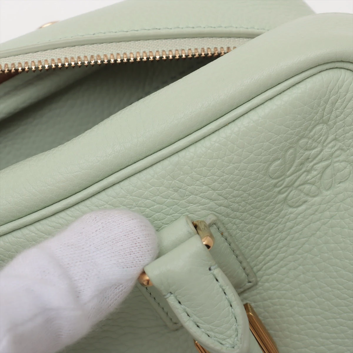 正規品 ロエベ アマソナ ビジネスバッグ オールレザー アナグラム グリーン LOEWE（ロエベ） 中古 ハンドバッグ レディース ブランド アマソナ23