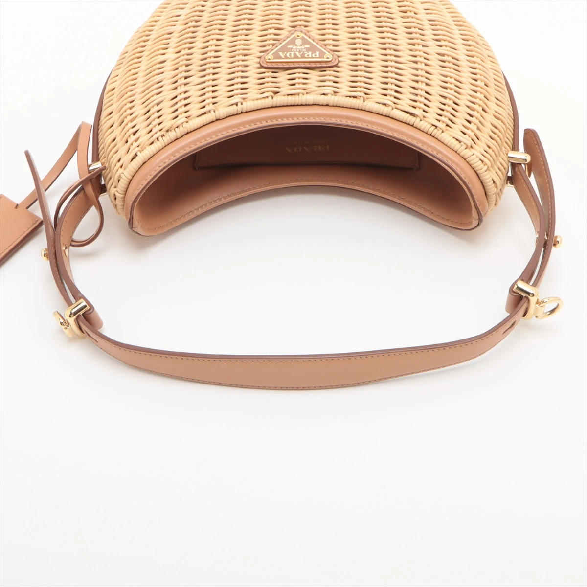 【希少】プラダ ハンドバッグ 2way ショルダー 編込み レザー ベージュ系 PRADA プラダ ショルダーバッグ ミニハンドバッグ ベージュ