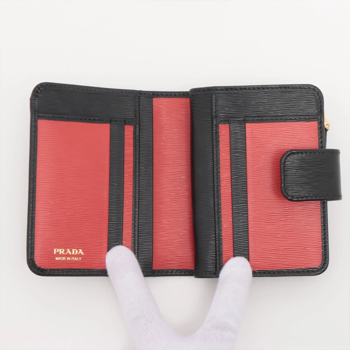 プラダPRADAヴェッテロムーブコンパクトウォレットレッド系 PRADA プラダ ヴィッテロムーブ レザー コンパクトウォレット レッド
