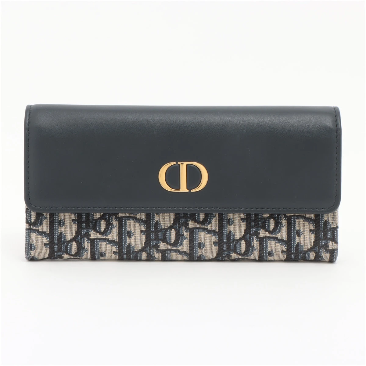 Dior ディオール コンパクト モンテーニュ30 オブリーク キャンバス 三つ折り財布 ネイビー レディース ディオール 30 MONTAIGNE 30モンテーニュ キャンバス×レザー 財布