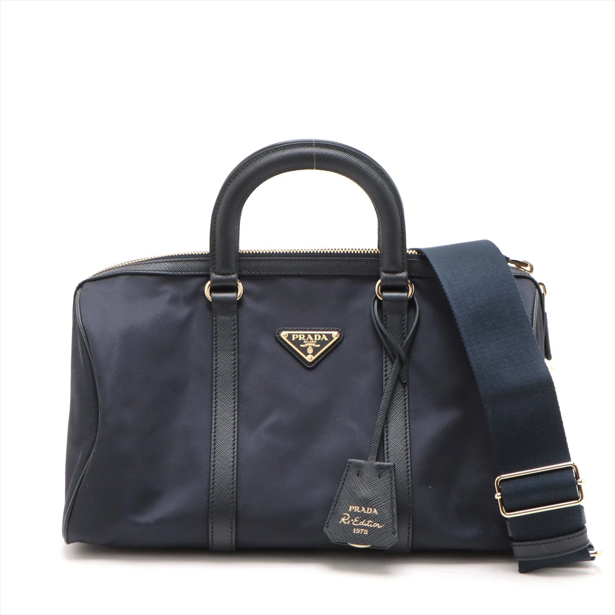 プラダ テスート×サフィアーノ 2WAYハンドバッグ ネイビー 1BB233  