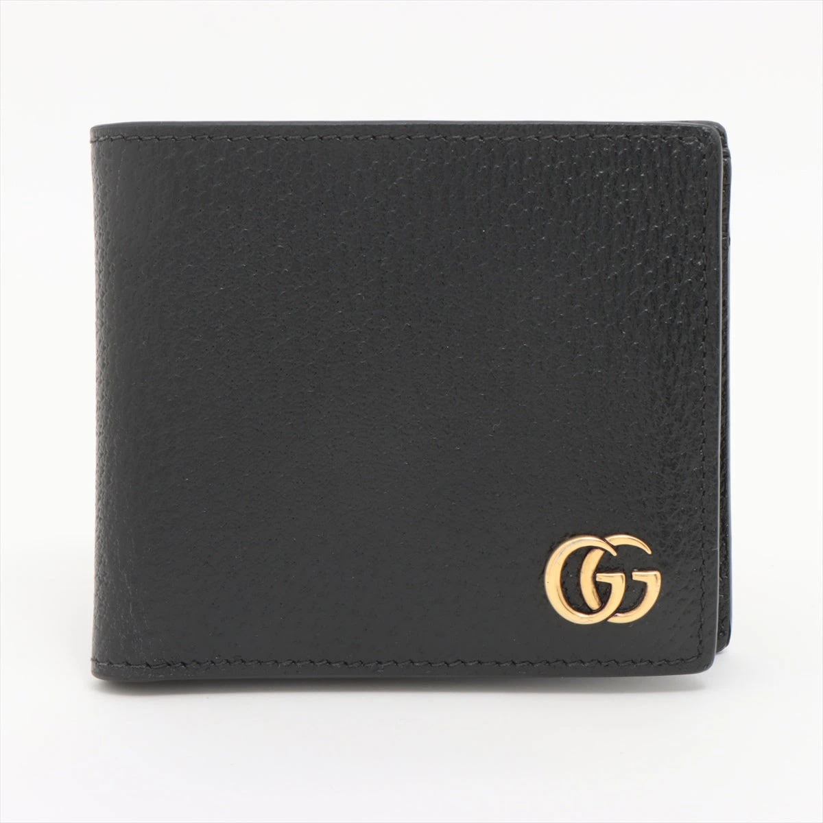 GUCCI グッチ ブラックレザー GGロゴ 二つ折り財布 リザード グッチ GGマーモント 735842 レザー 二つ折り財布 ブラック