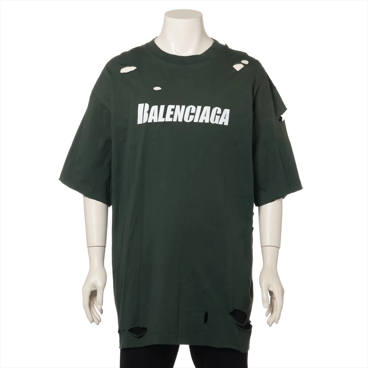 バレンシアガ 21年 コットン Tシャツ M メンズ グリーン 651795